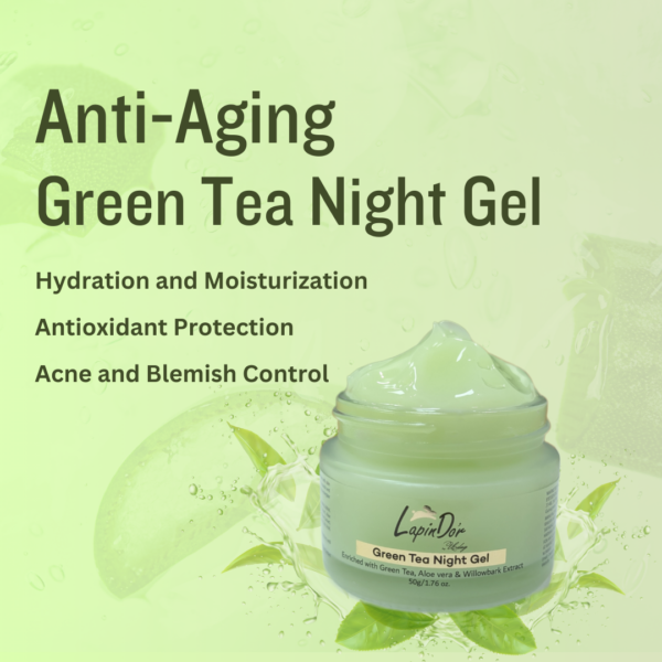Green Tea Night Gel | With Aloe Vera & Willow Bark Extract | 50g - Image 7